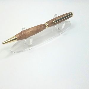 Exotic Zebrawood Twist Pen with Gold Accents Artisan Crafted